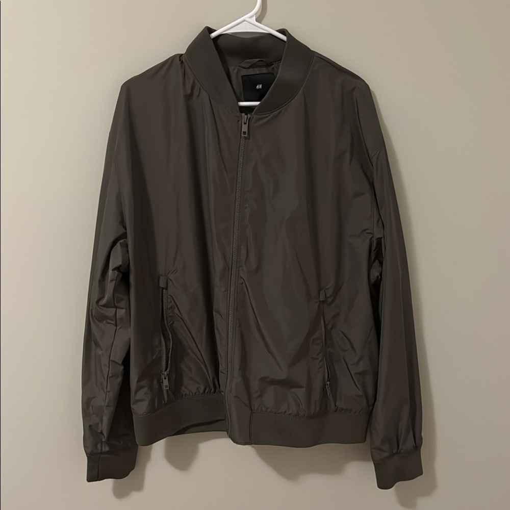 H&M Green Bomber Jacket with Ribbed Details